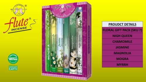 Flute Incense Gift Pack window pack, Pack 120 - Multi Pack of 6 Fragrance Scents