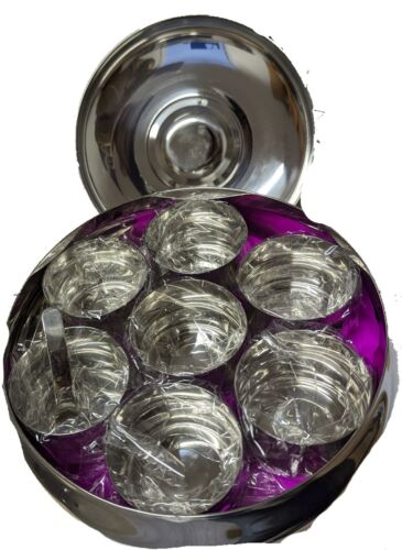 Quality Stainless Steel Rajwadi Masala Dabba/Tin/Container. With 7 inner compartments and 2 spoons. 23cm X 6cm